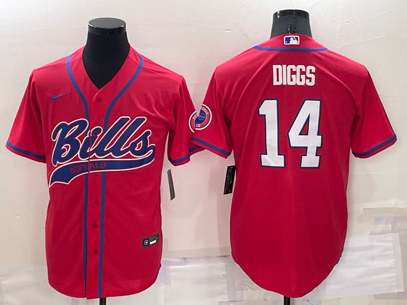 Men Buffalo Bills #14 Diggs Red Nike Co branded Jersey